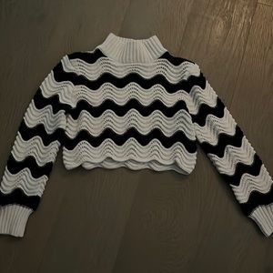 ZARA cropped black and white sweater